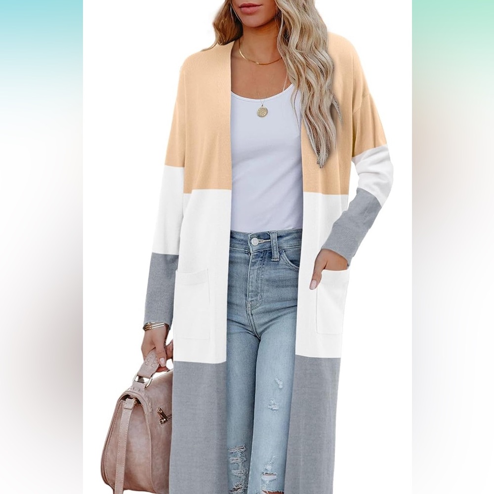 Long and Open, Color block Cardigan.